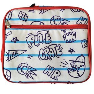 PLATE CRATE Insulated Doodle Baseball Lunch Box - New Without Tags 11x9x4